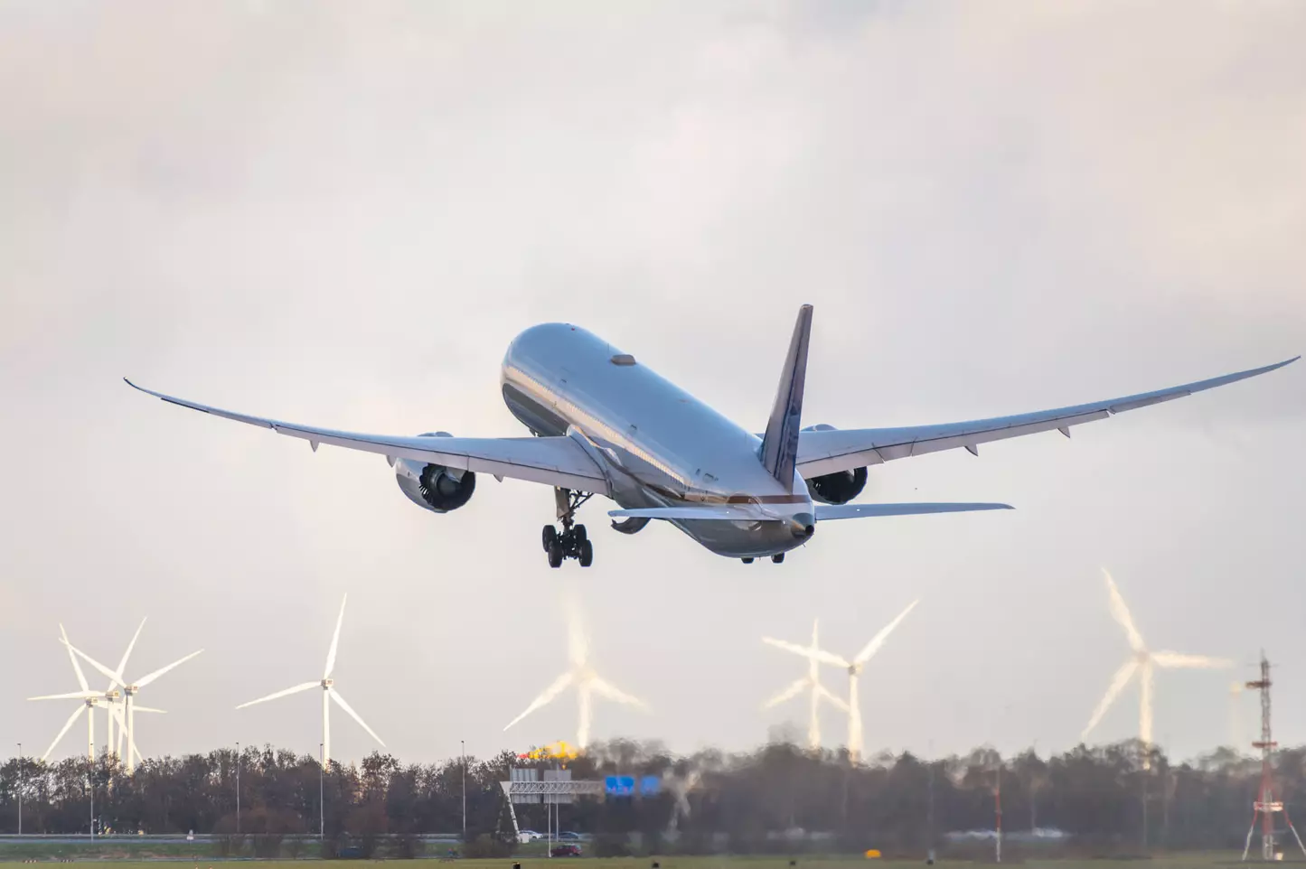 A plane taking off from the airport